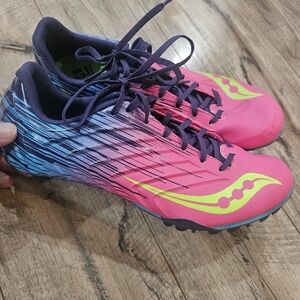 Saucony Womens Spitfire 5 Pink/Purple Running Shoes Racing Track Size 10